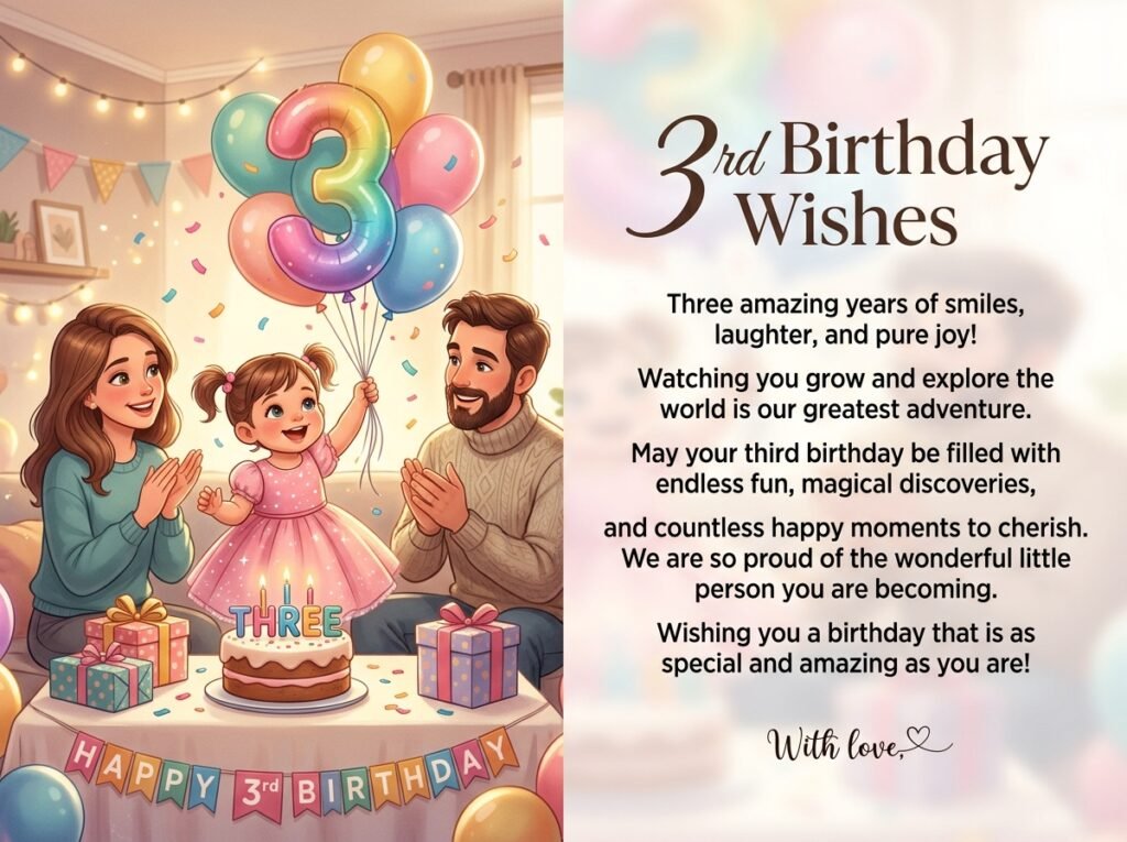 3rd Birthday Captions and Wishes