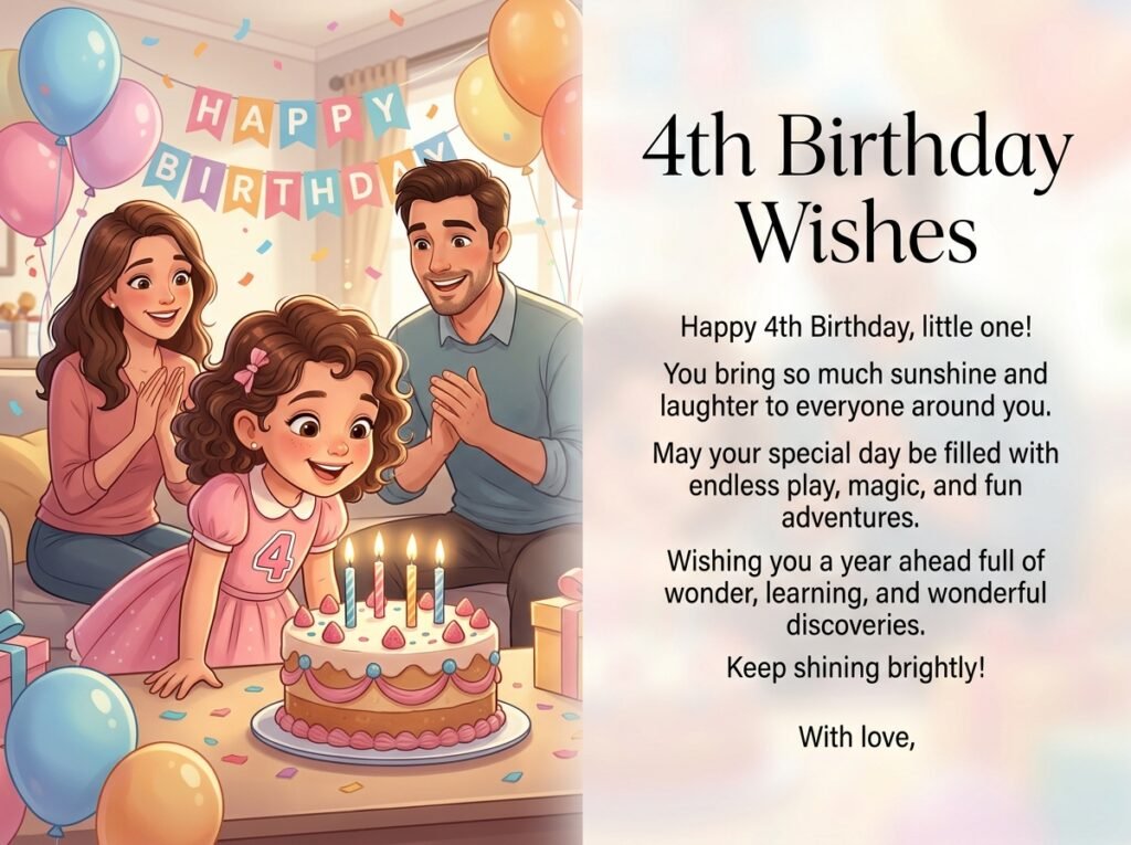 4th Birthday Captions and Wishes