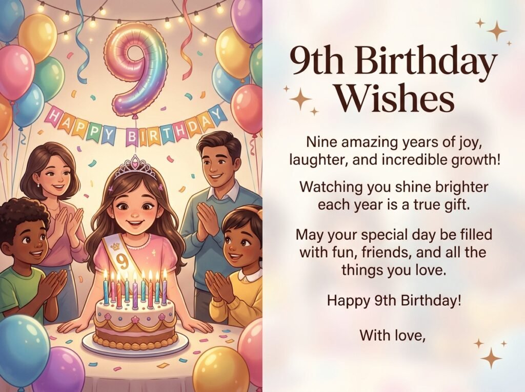 9th Birthday Captions and Wishes