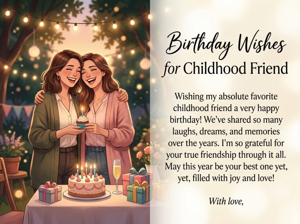 Birthday Captions and Wishes for Childhood Friend