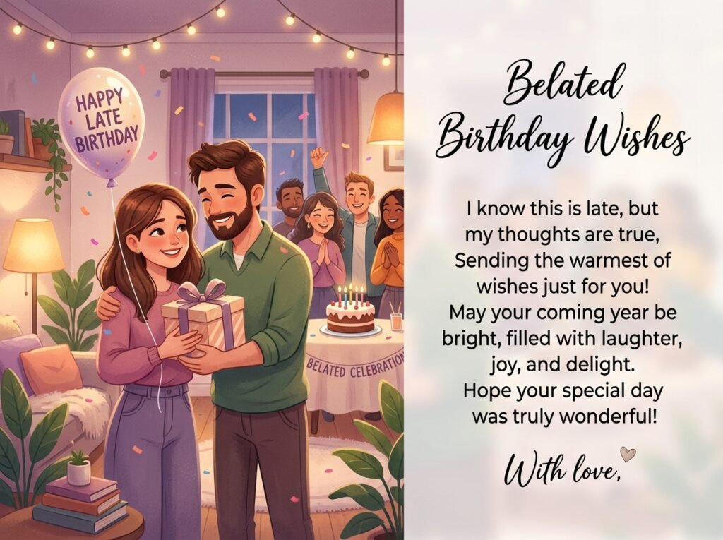Late Birthday Celebration Captions and Wishes