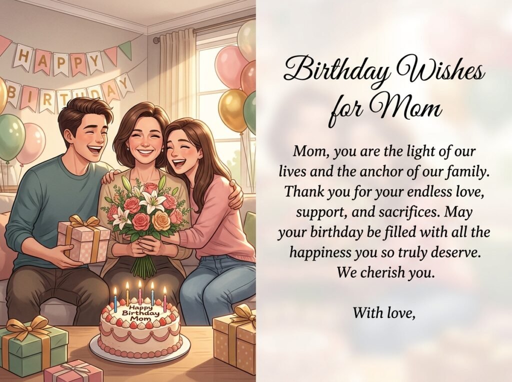 Birthday Captions and Wishes for Mom