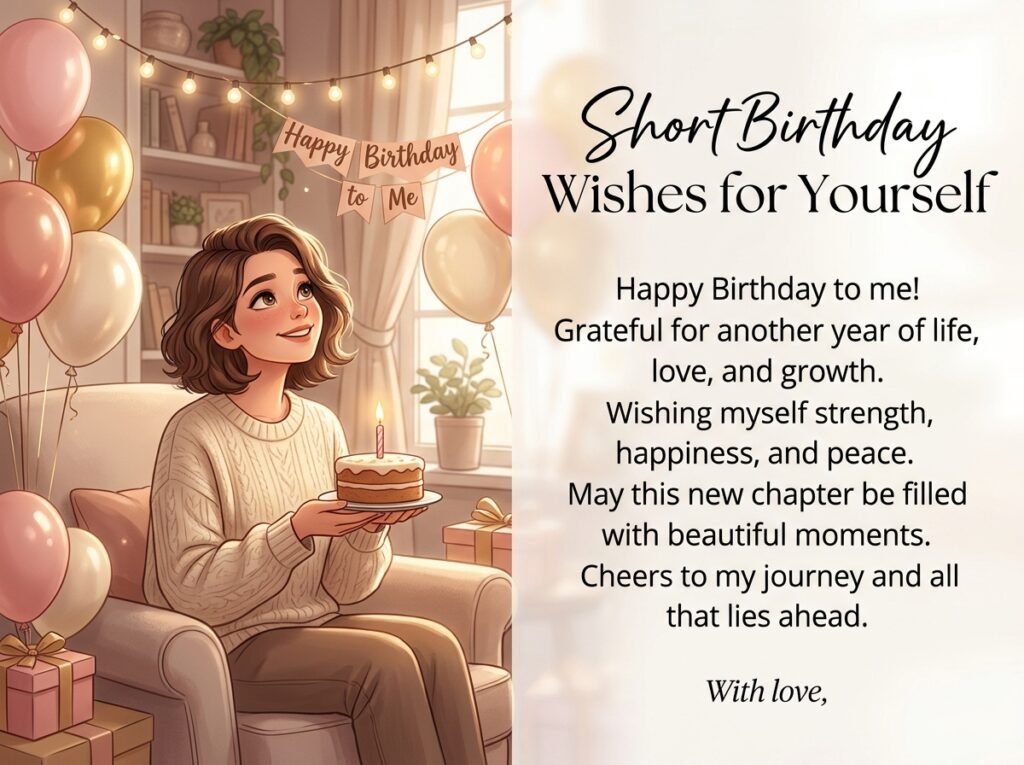 Short Birthday Captions and Wishes for Yourself