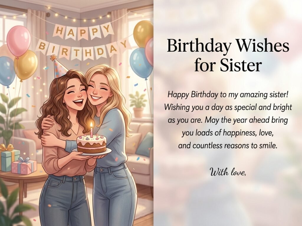 Birthday Captions and Wishes for Sister