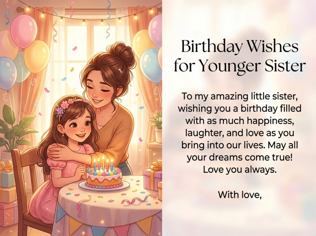 Birthday Captions and Wishes for Younger Sister